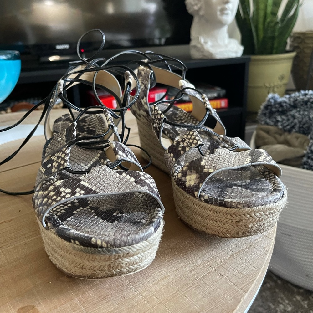 Michael Kors Platform Tie up Snake-print Sandal